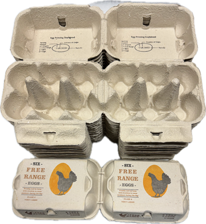 260 X NEW PRINTED 'CHICKEN' FREE RANGE VERY LARGE EGG BOXES